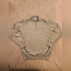 Lacoste Men's Light Gray Zip-Up Sweater Size 4